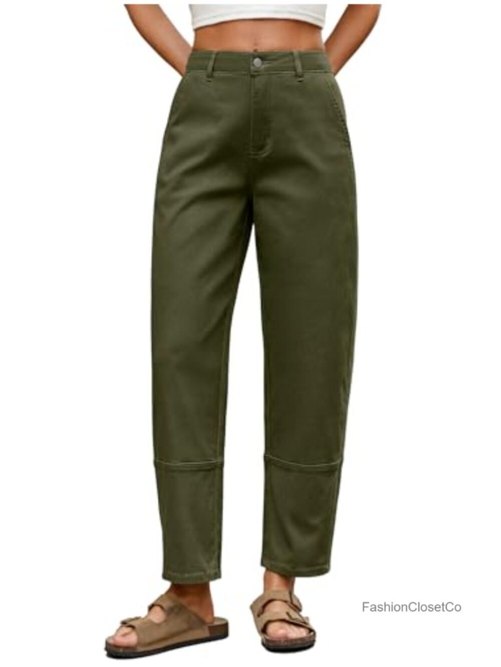 High Waisted Harem Pants for Women, Cropped Ankle Length with Cargo Seam